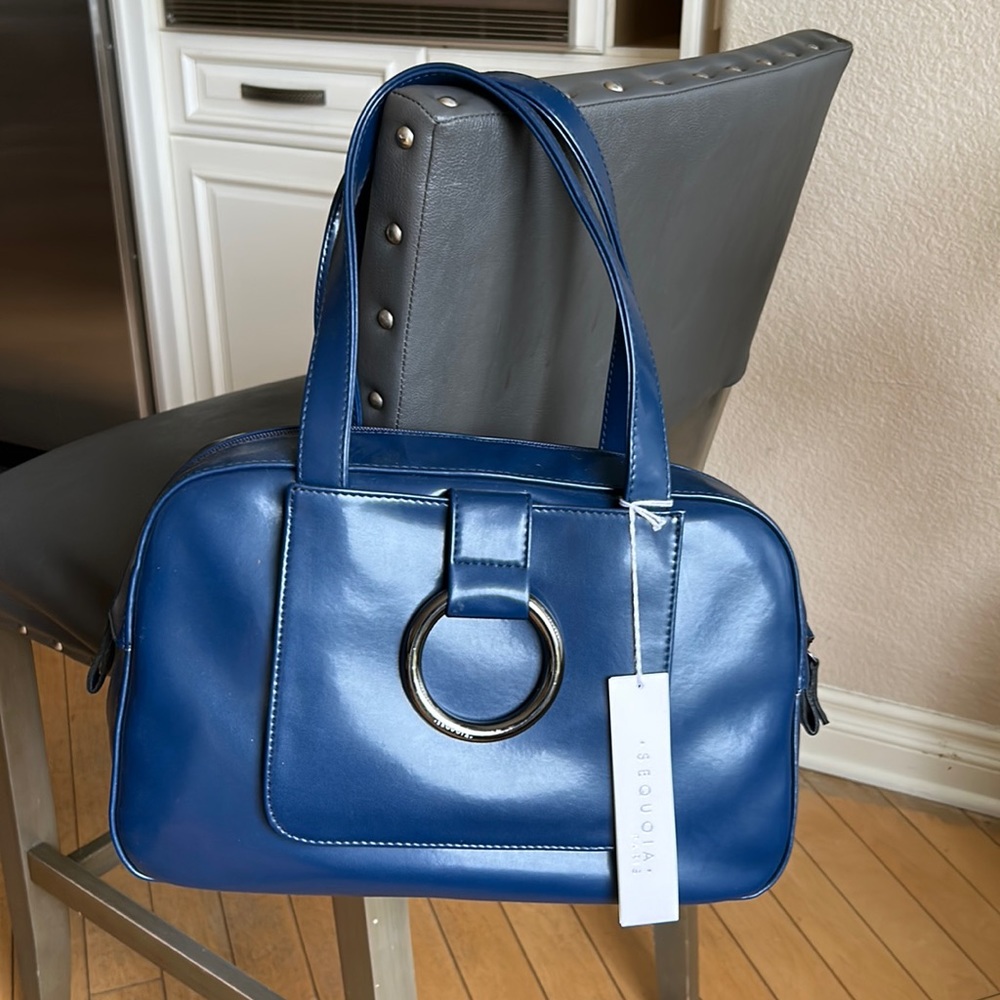 Sequoia Paris Navy Blue Satchel‎ Handbag Silver Ring Detail Shoulder Bag